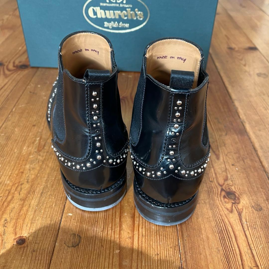 church'sスタッズ付きブラックサイドゴアブーツ 37.5