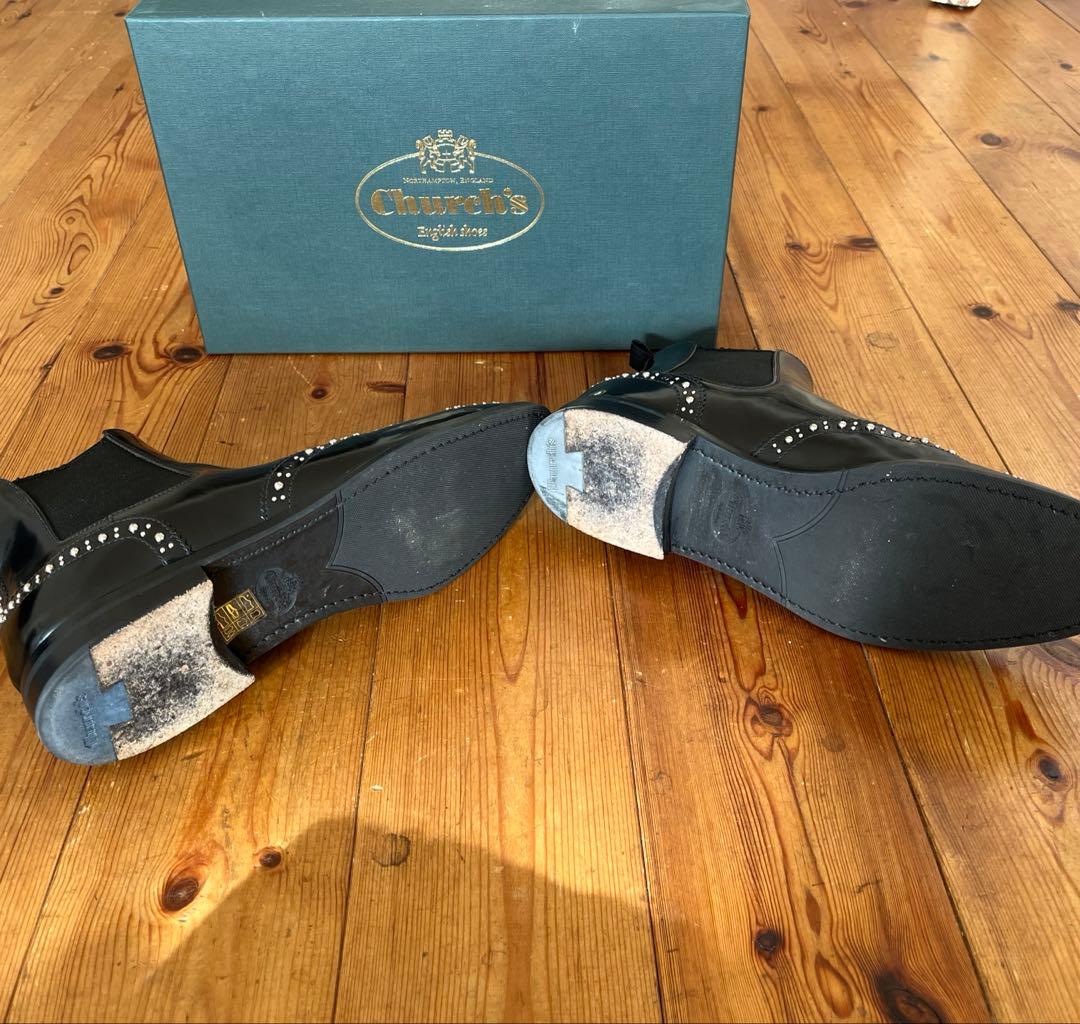 church'sスタッズ付きブラックサイドゴアブーツ 37.5
