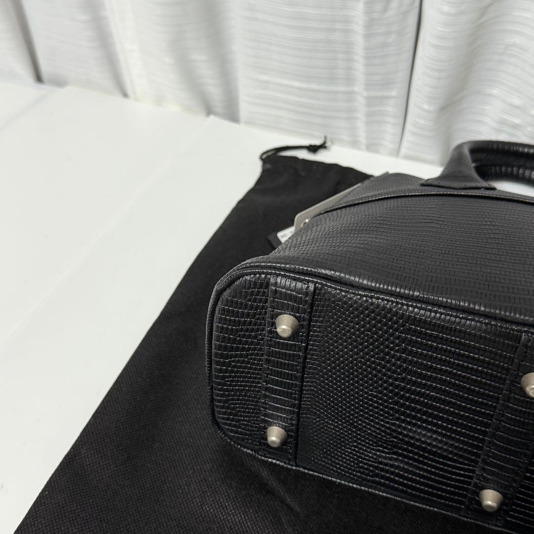 ⭐️新品未使用⭐️　M.U.L.　ハンドバッグ　リザード型押し　2way　ブラック