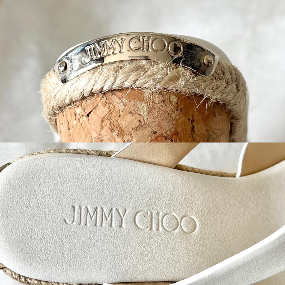 極美品★ジミーチュウ ホワイト クロスストラップ ウエッジソール サンダル 36