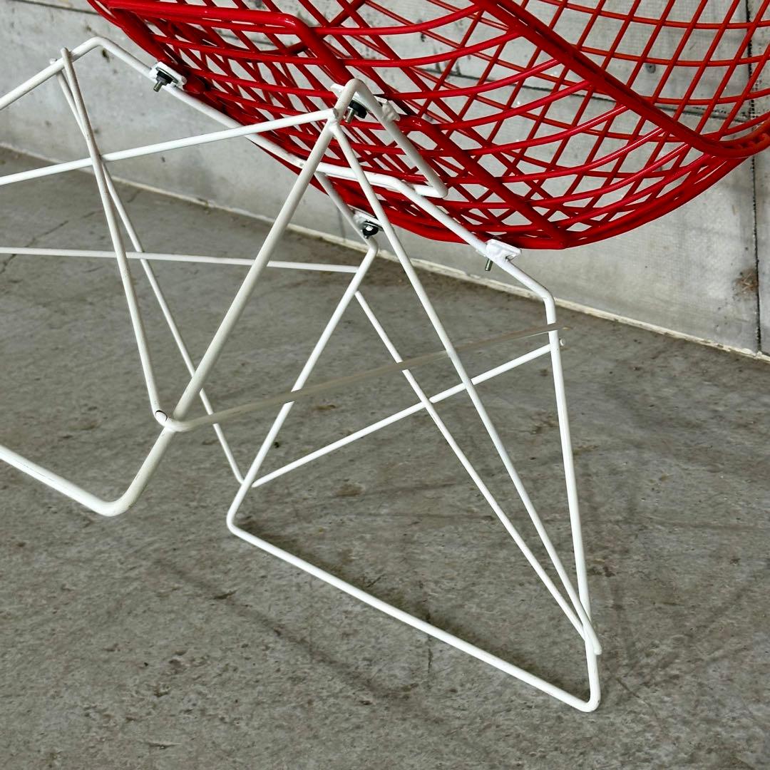 ✦ワイヤーチェア✦イームズデザイン ミッドセンチュリー レッド スチール チェア