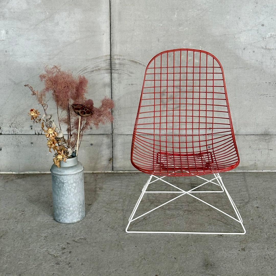 ✦ワイヤーチェア✦イームズデザイン ミッドセンチュリー レッド スチール チェア