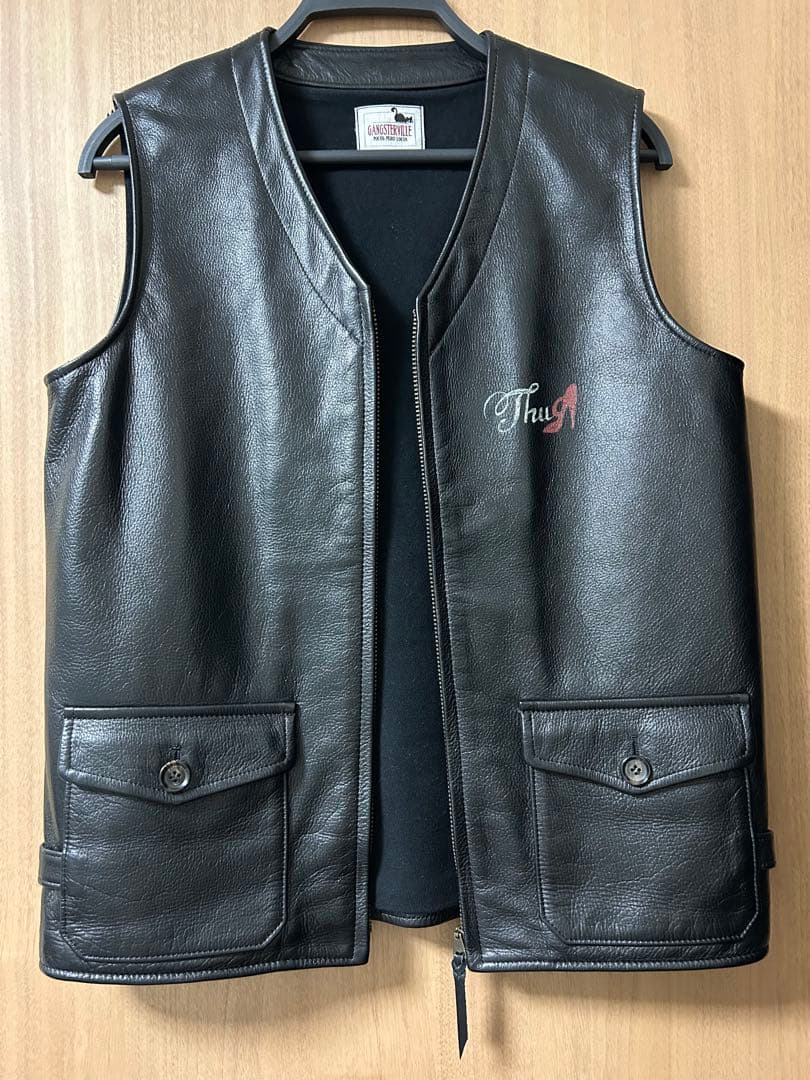GANGSTERVILLE レザーベスト 黒 サイズM 日本製