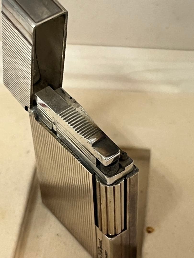 開閉音あり 高音 デュポン ガスライター シルバー ストライプ ライン2s