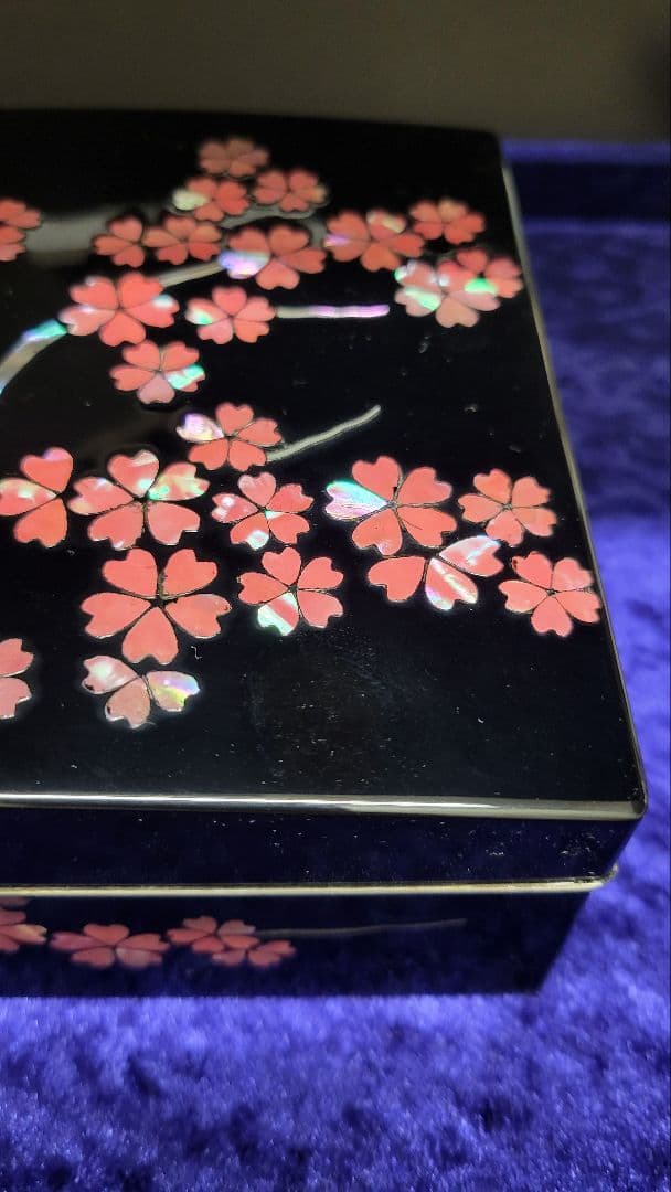 高岡漆器 螺鈿 桜模様 宝箱 青貝塗 アクセサリー