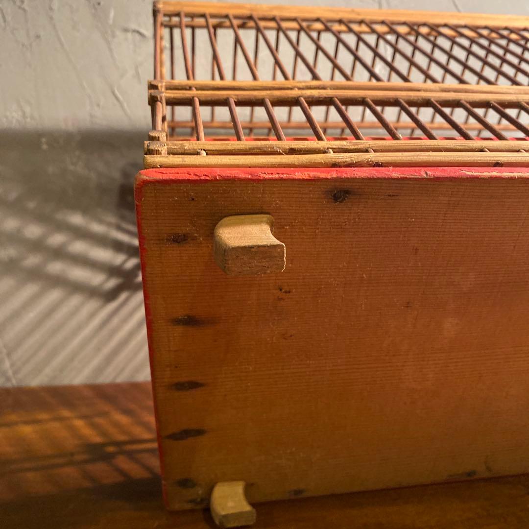 時代物 四脚 竹製鳥かご メジロ 骨董品 古道具 インテリア 上手