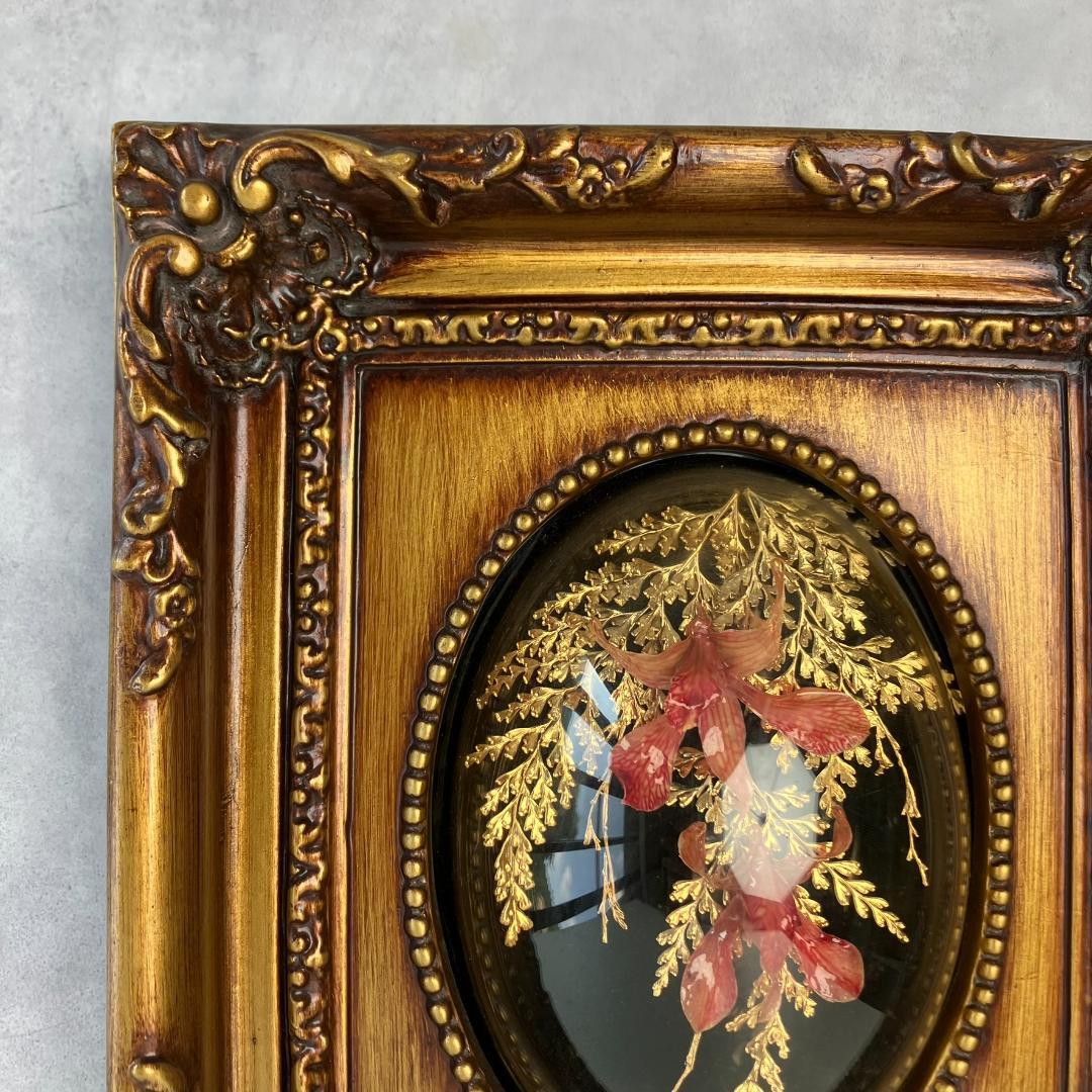 アンティーク　胡蝶蘭　花　金24KGP　リーフインフレーム インテリア ゴールド