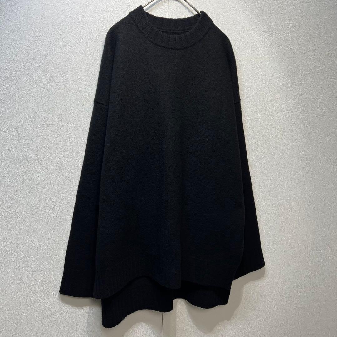 希少 JIL SANDER 上質 ウール サイドスリット クルーネック ニット