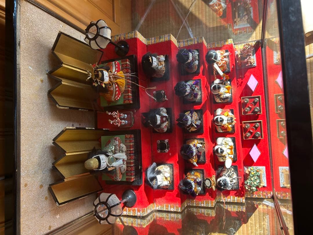 超希少　雛人形　木目込十五人飾り　ガラスケース5段飾り　お雛様　古いひな人形