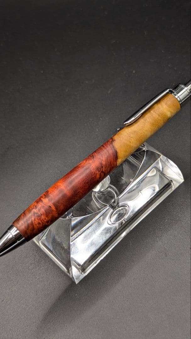 463ペン工房翌檜　特上　本花梨　紅白　瘤杢　木軸シャーペン　ボールペン