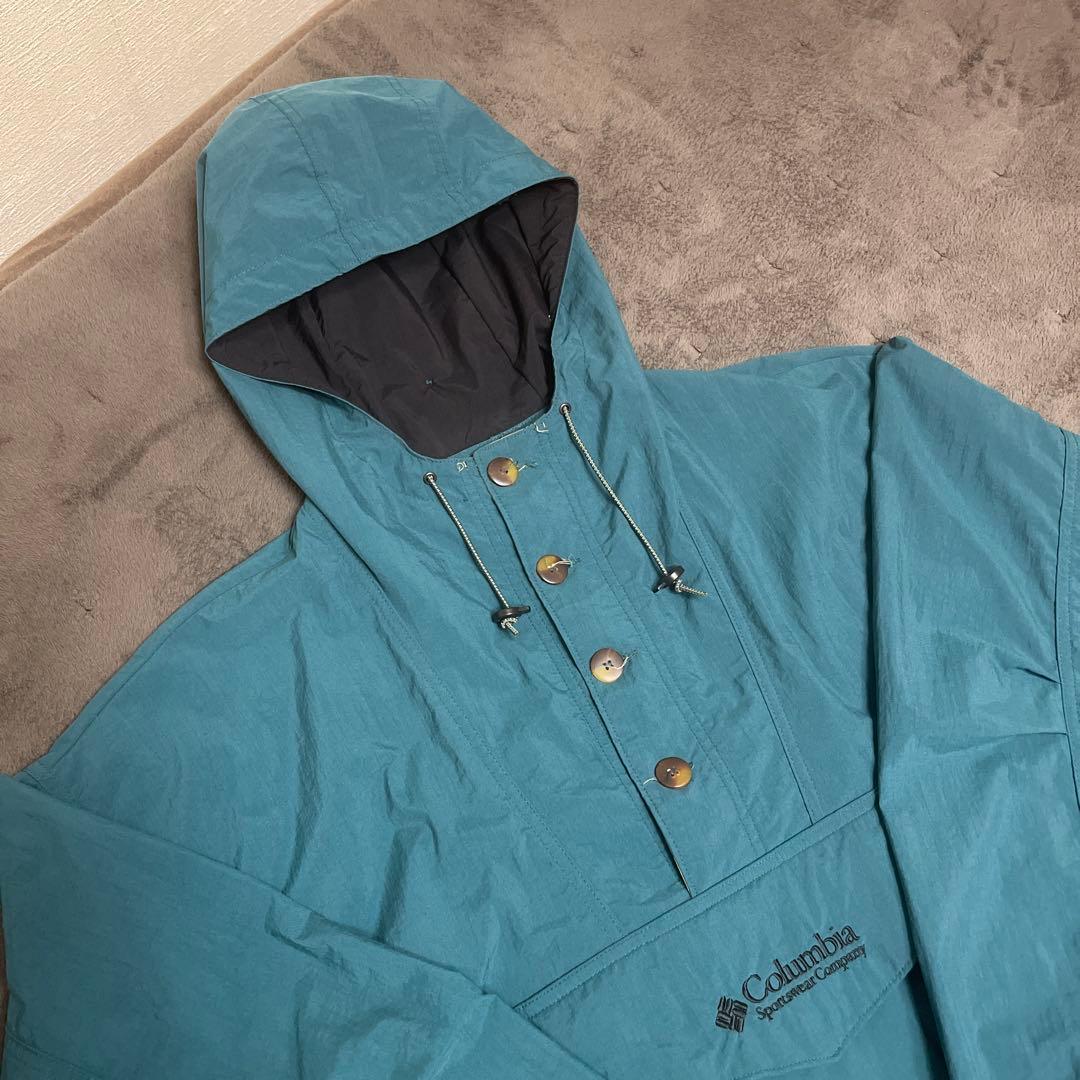 古着 90s Columbia コットンウッド アノラックパーカー ターコイズ