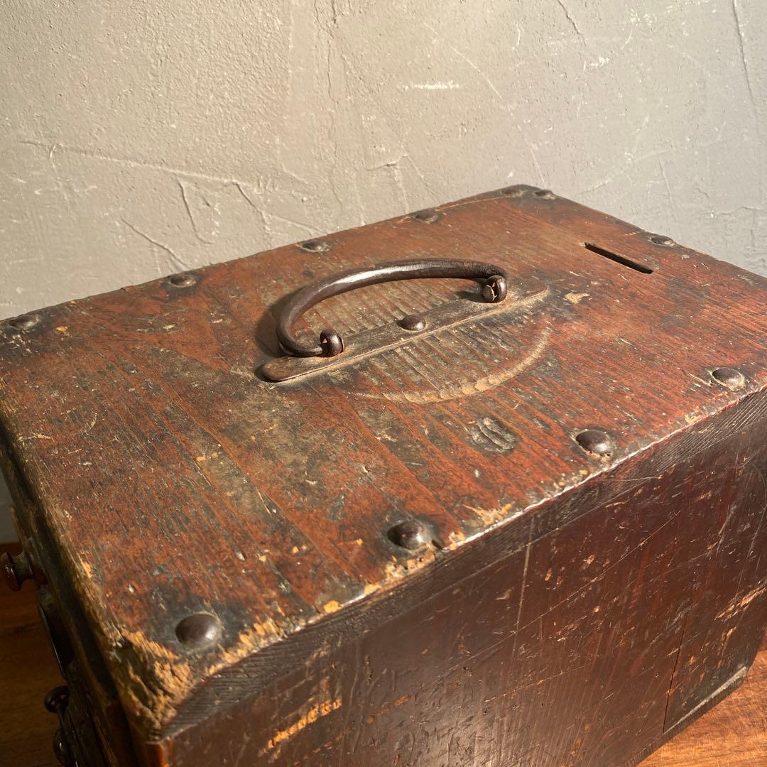 明治 硯箱 時代金具銭函 小引き出し アンティーク 骨董品 古道具 コレクション