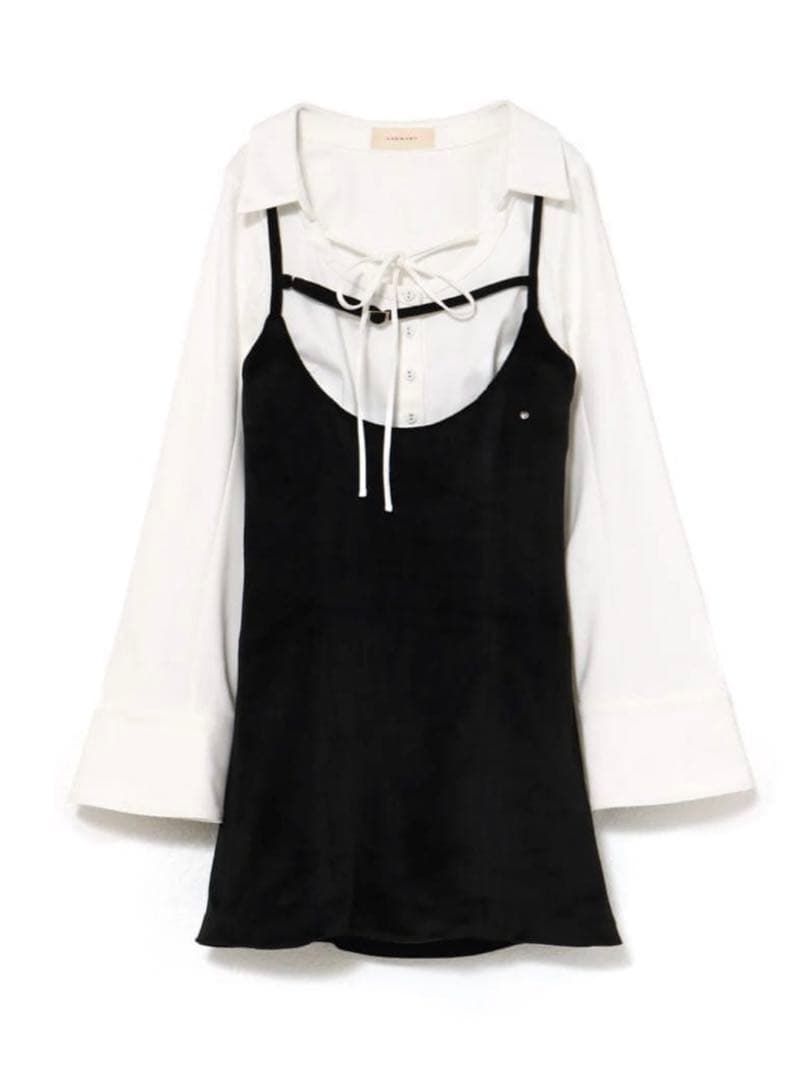 andmary Betty velour mini dress black正規品