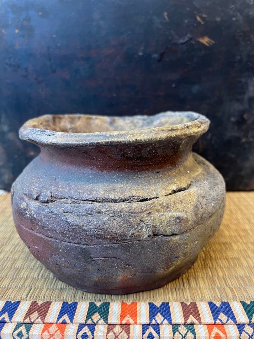 ［珍品］常滑焼、花瓶か水指、自然柚、江戸期　送料込み