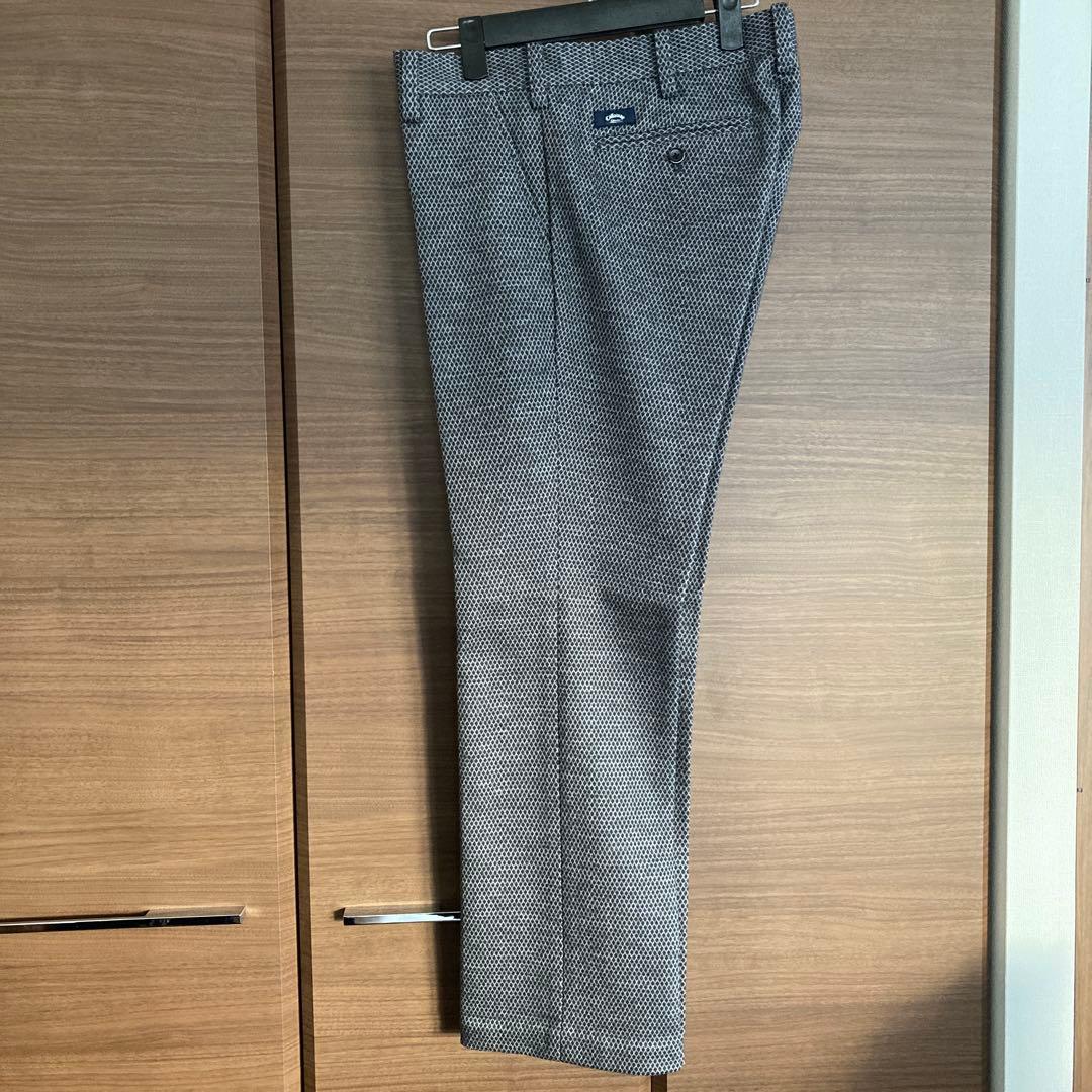 【超美品】Callaway ゴルフパンツ 裏起毛 ストレッチ ダイヤ柄 L 秋冬