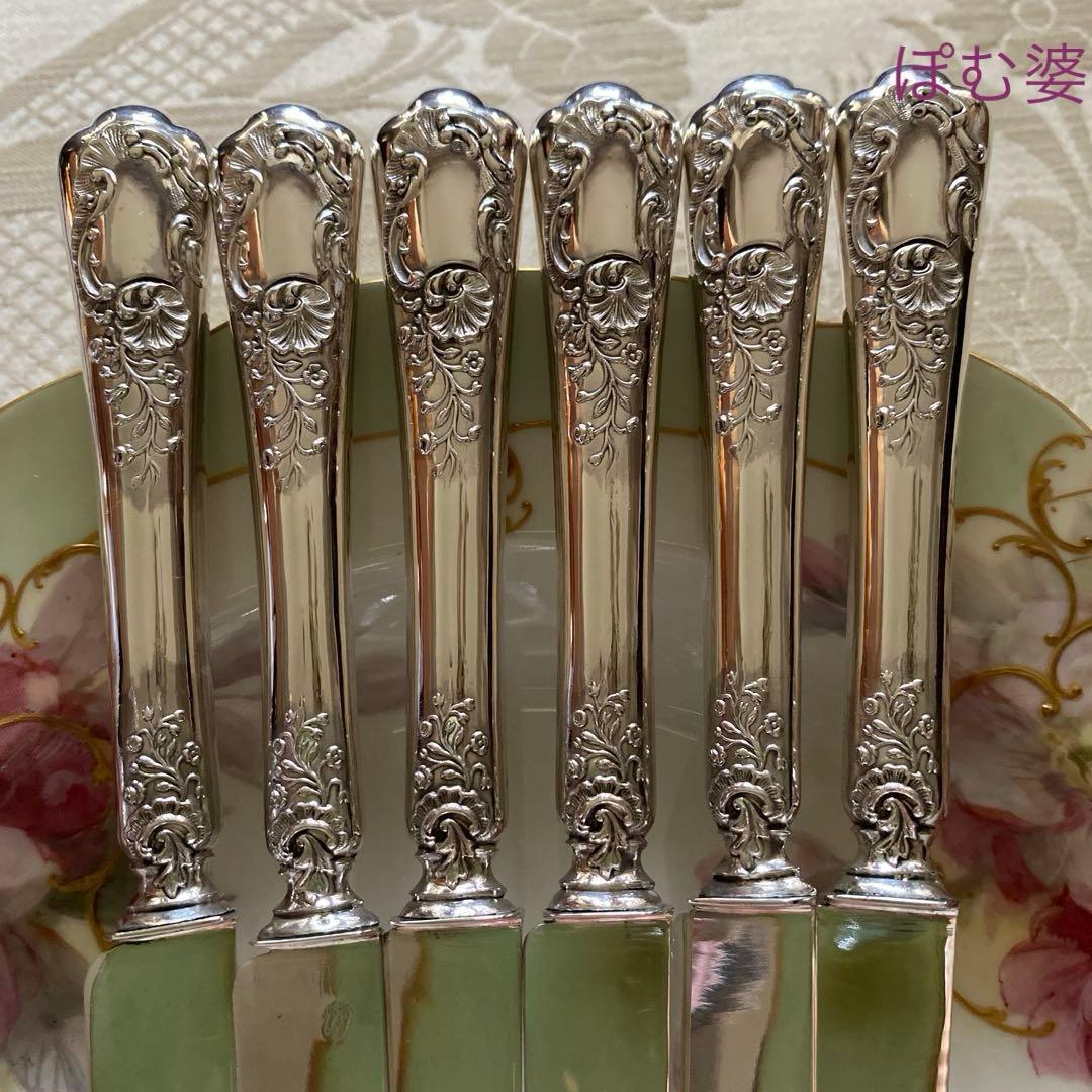 【フランス／純銀】①Henin／スプーン ②Lapeyre／ナイフ 各1本