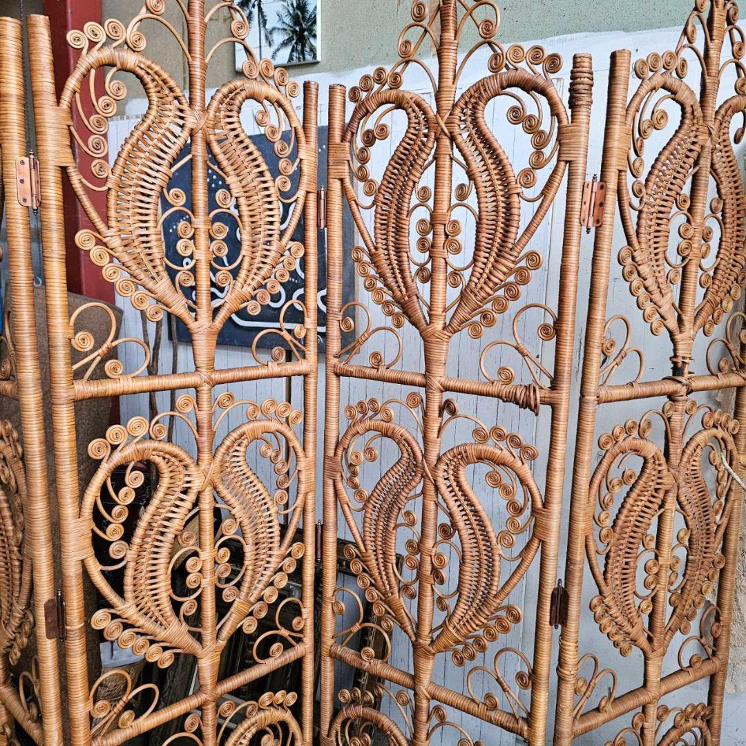 オールドラタン　パーテーション　インテリア　間仕切 ヴィンテージ