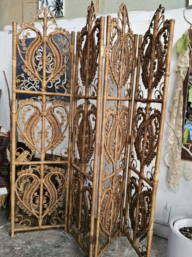 オールドラタン　パーテーション　インテリア　間仕切 ヴィンテージ