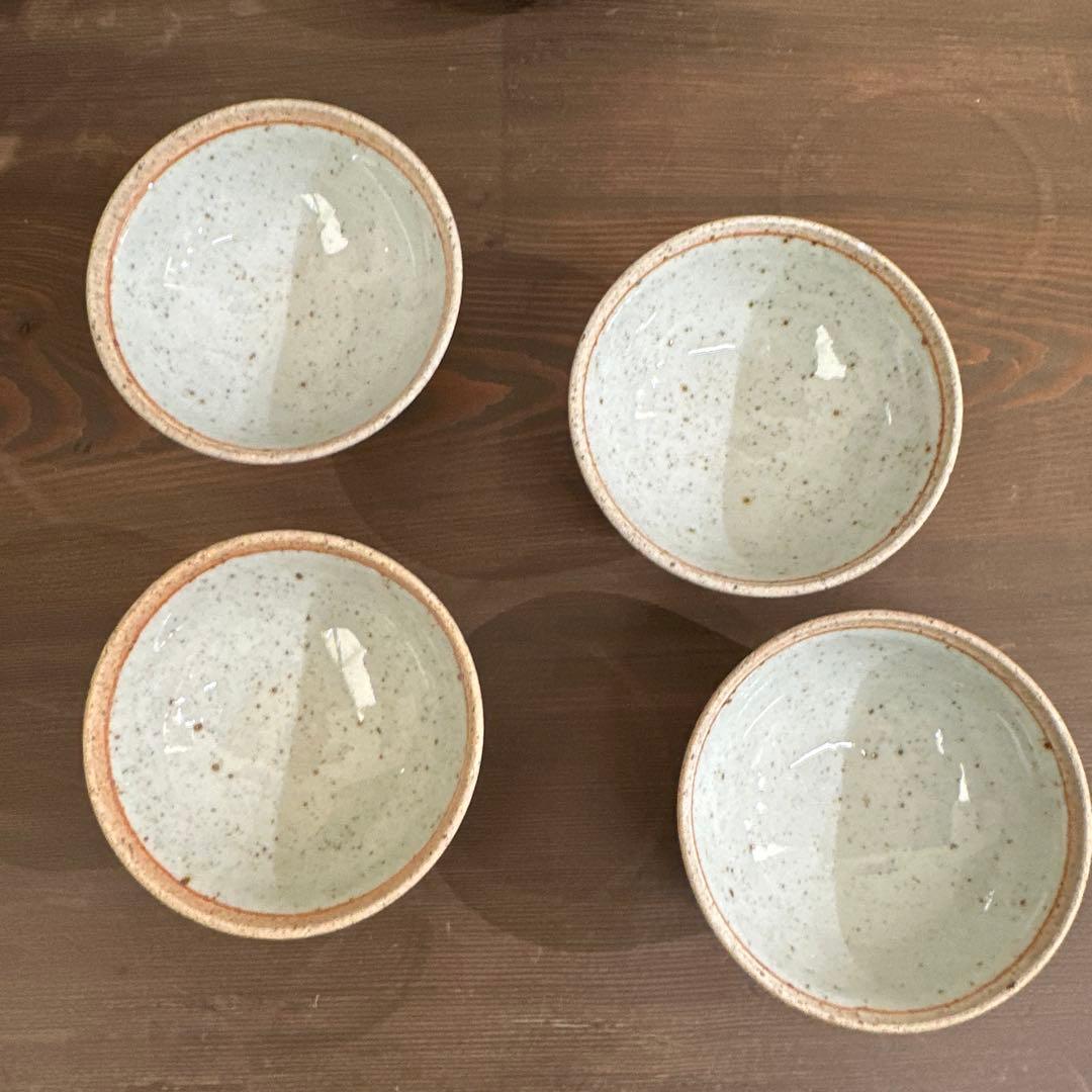 土瓶蒸し器　素焼き　4セットと受け皿1枚付き