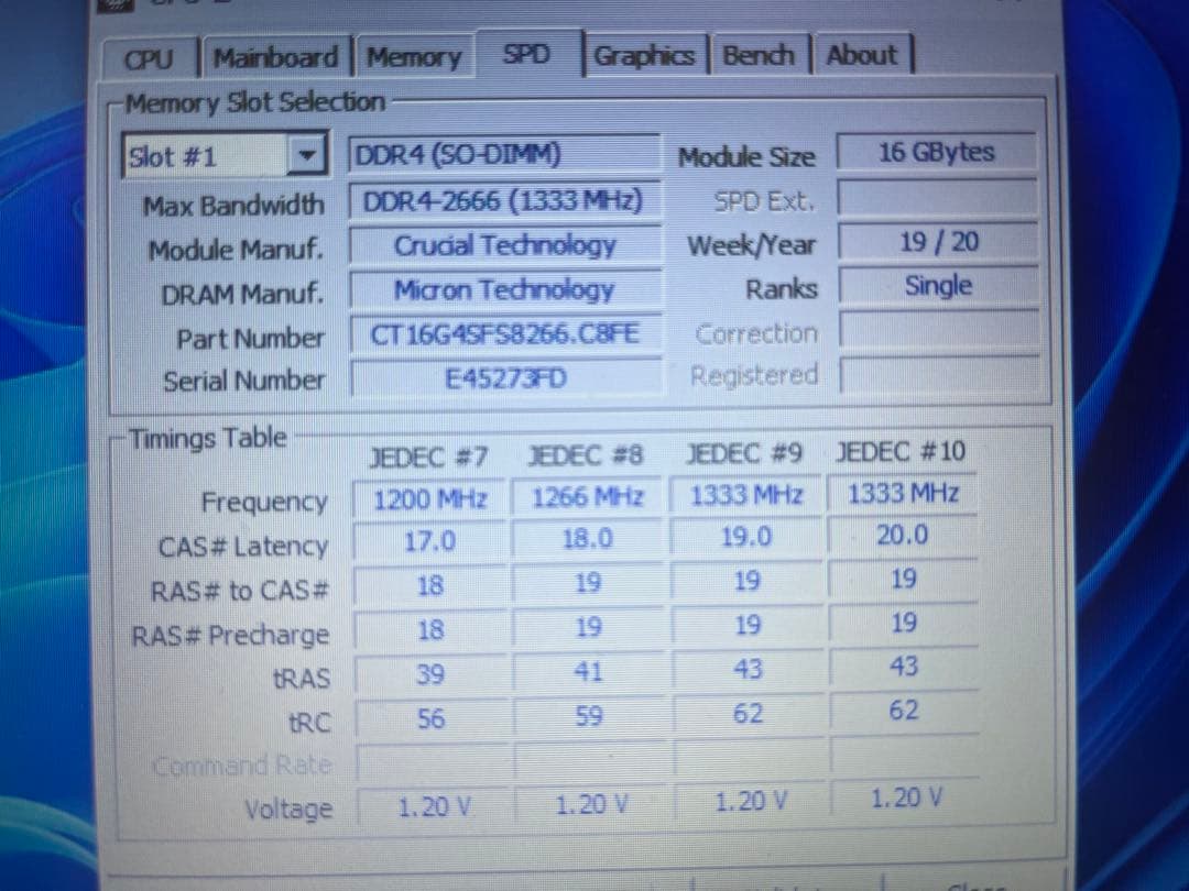 crucial DDR4-2666メモリ16GB2枚　 合計32GB
