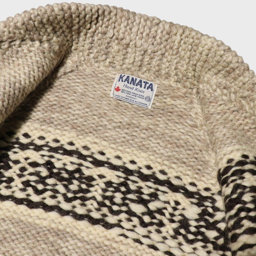 美品★L★KANATA★カウチンニット★メープル リーフ★カナダ製★カーディガン