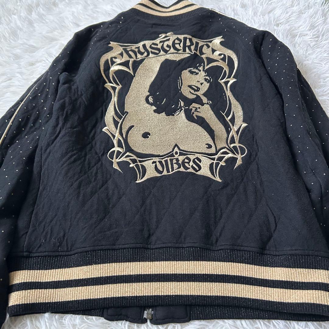 ヒステリックス　キルティング　スタジャンジップアップ　ヌードガール　ゴールド刺繍