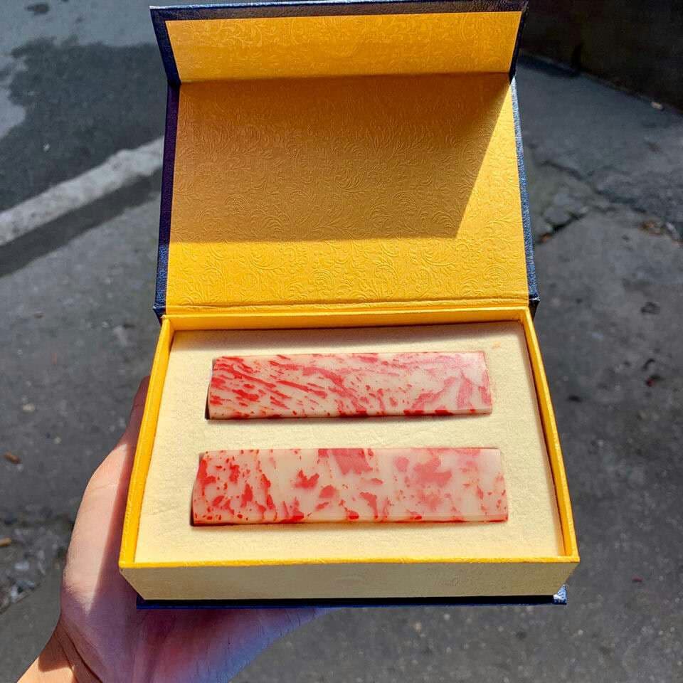 希少鶏血石 鶏血石(2点)  骨董品 石印材 【2枚】