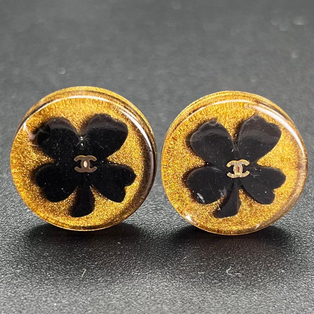 超希少 シャネル イヤリング クローバー ココマーク レジン ヴィンテージ
