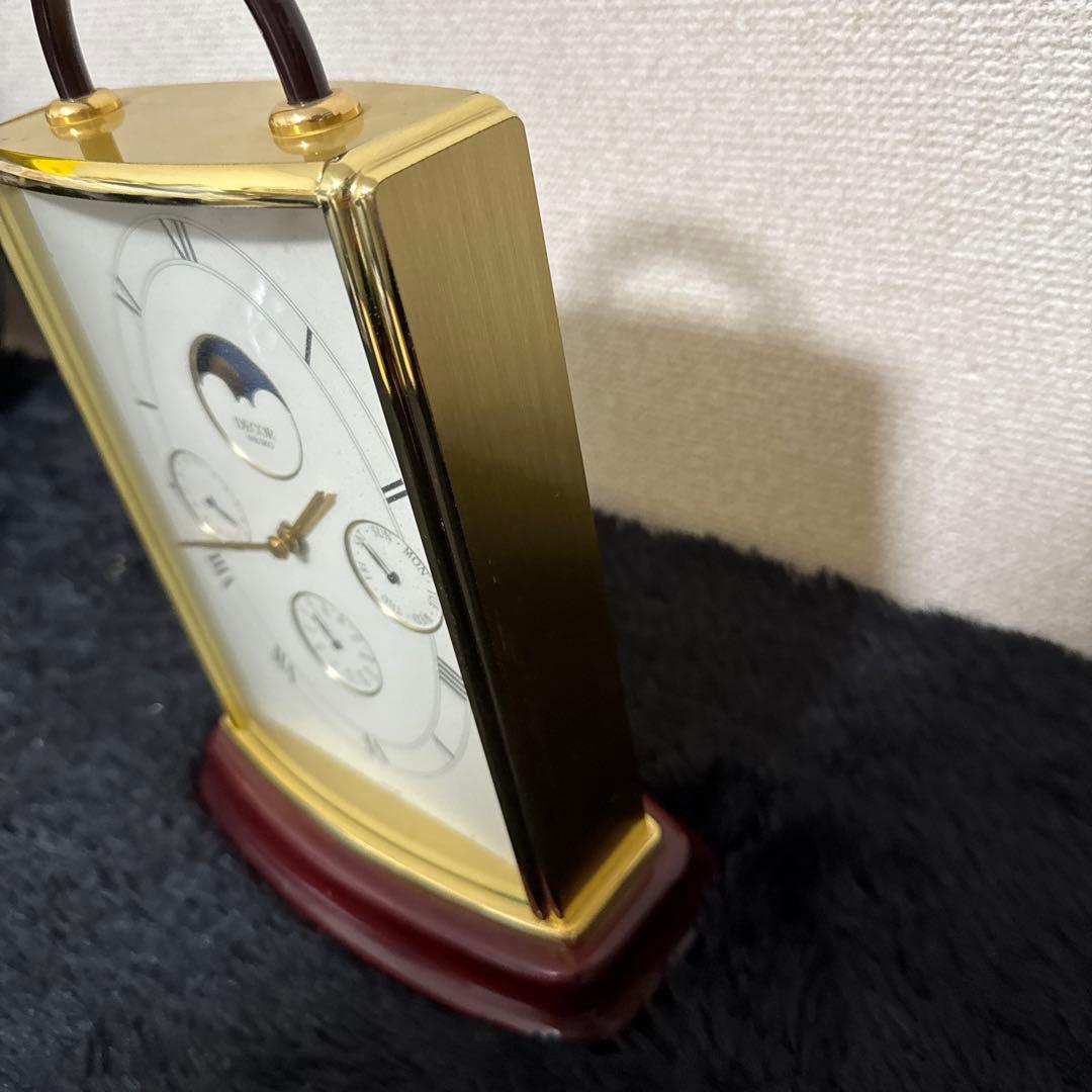 激レア SEIKO DECOR 卓上時計 ムーンフェイズ ゴールド