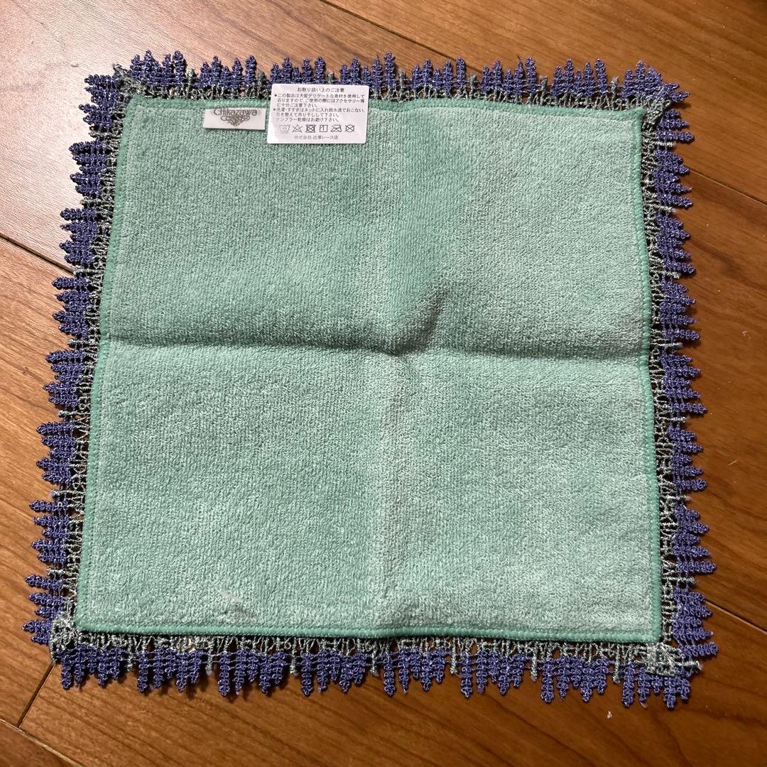 【新品】近沢レース　ラベンダー　タオルハンカチ　グリーン　婦人画報