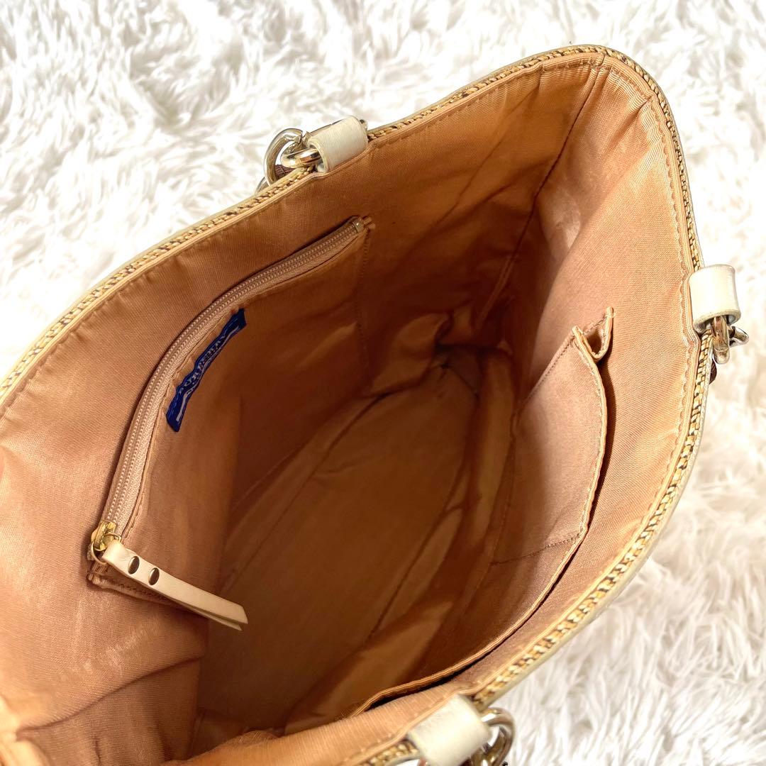 【極美品】バーバリーブルーレーベル トートバッグ カゴバッグ 牛革 レザー