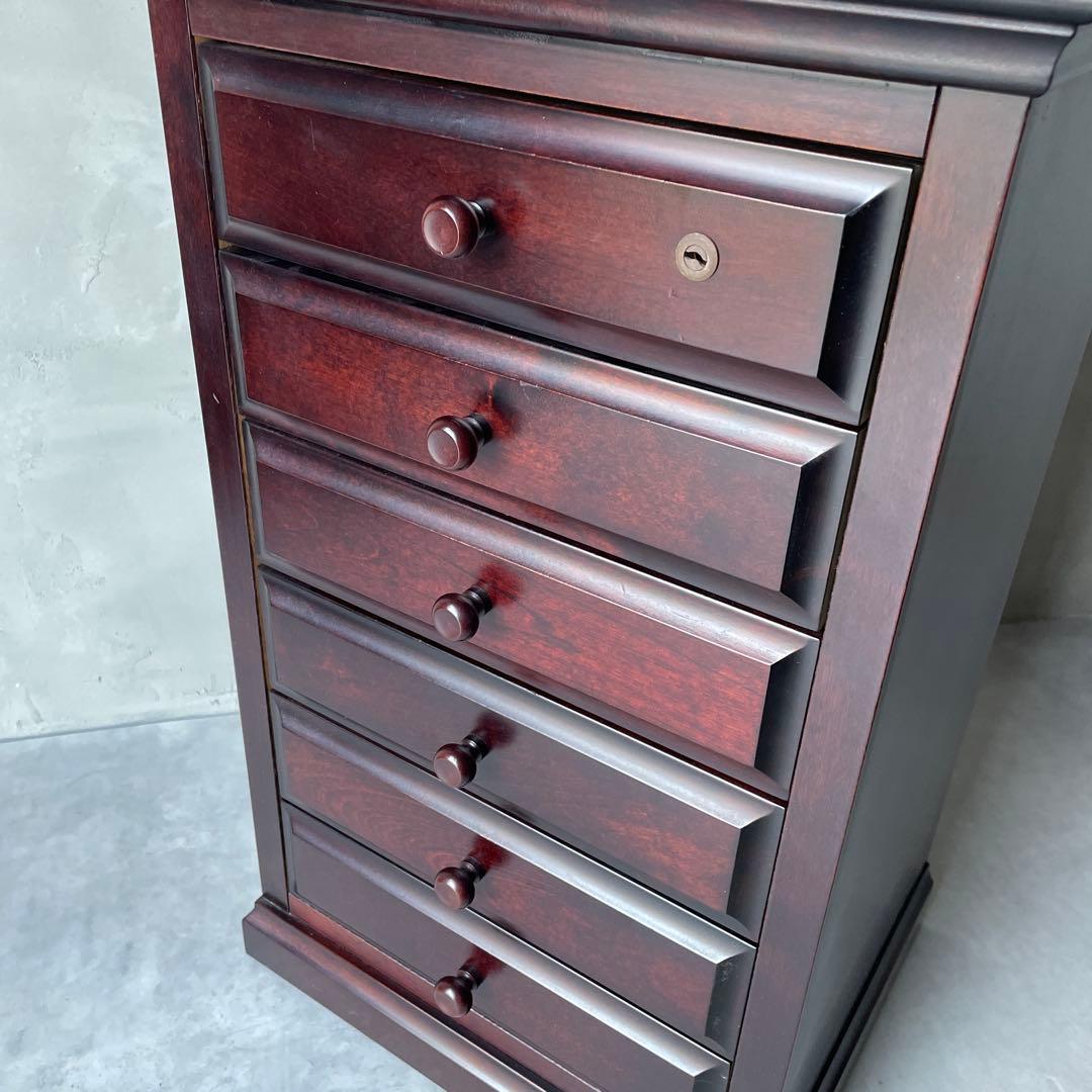 桜材 葉隠 民芸家具 木製 6段抽斗 小箪笥 ナイトテーブル サイドボード