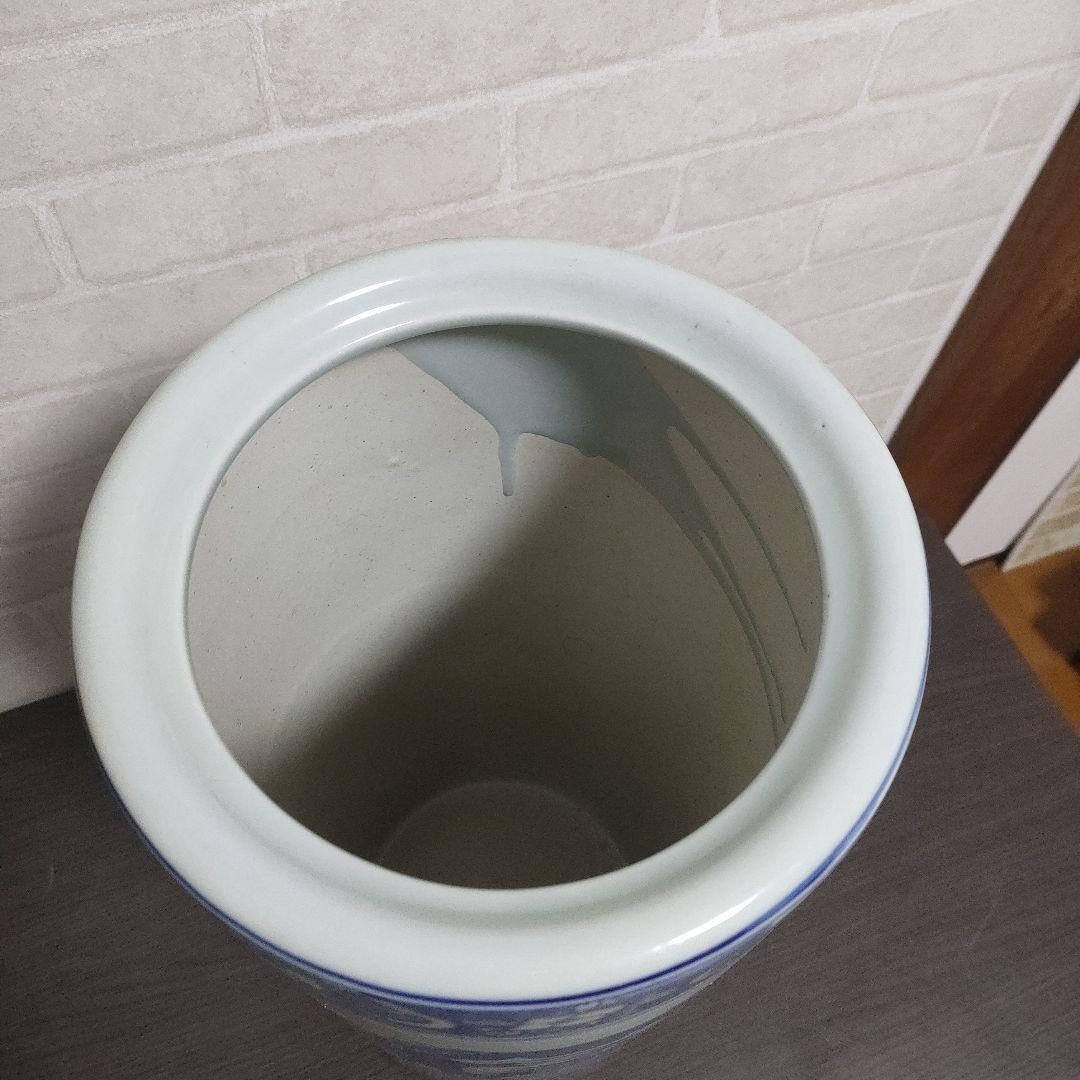 陶器製 染付 傘立て 宝船 七福神 唐草