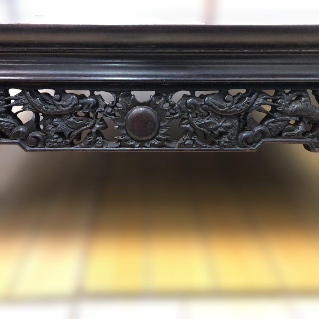 送料無料 中国家具 彫刻座卓 龍彫刻 唐木調 大型 ローテーブル 251214