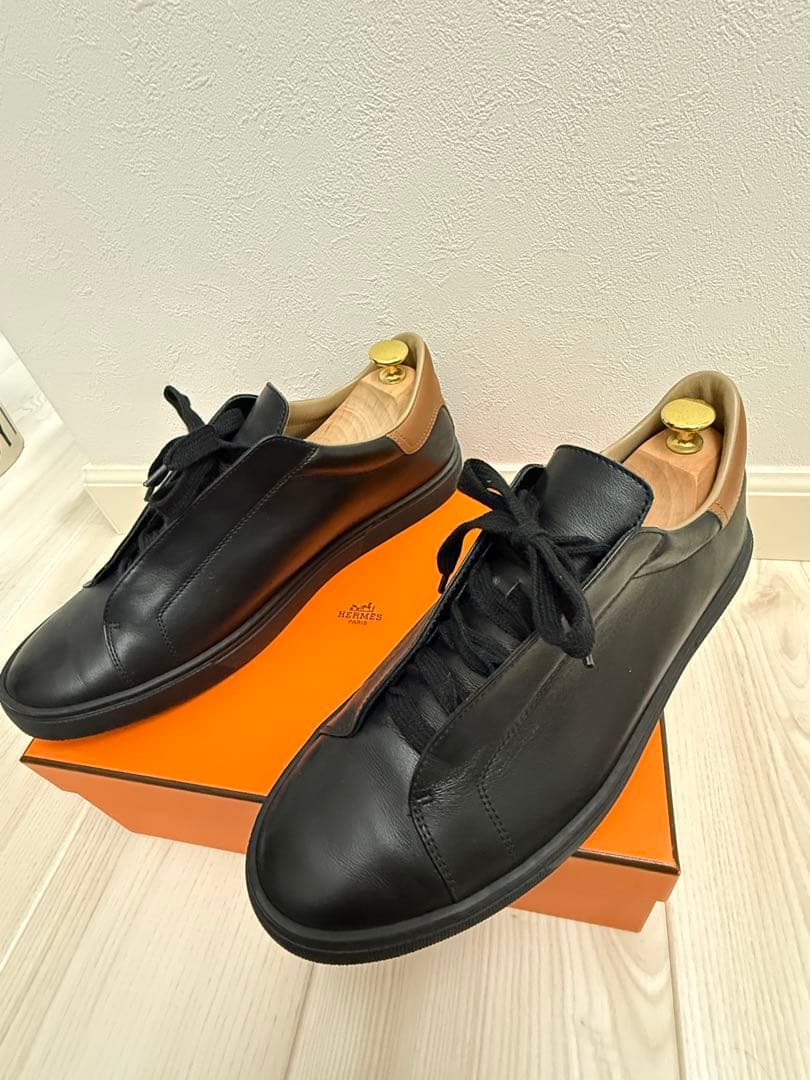 ⭐︎超美品⭐︎ 本物 エルメス ブラックレザー スニーカー 27cm 送料無料