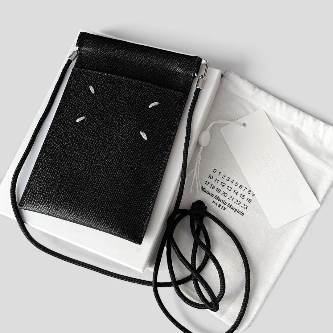 未使用品 メゾンマルジェラ スマートフォン ポーチ ショルダーバッグ ブラック