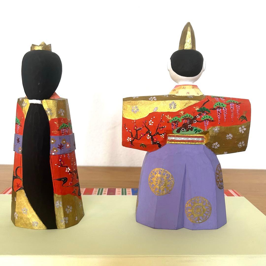 日展作家　佐藤晃永作　木彫り立ち雛　雛人形