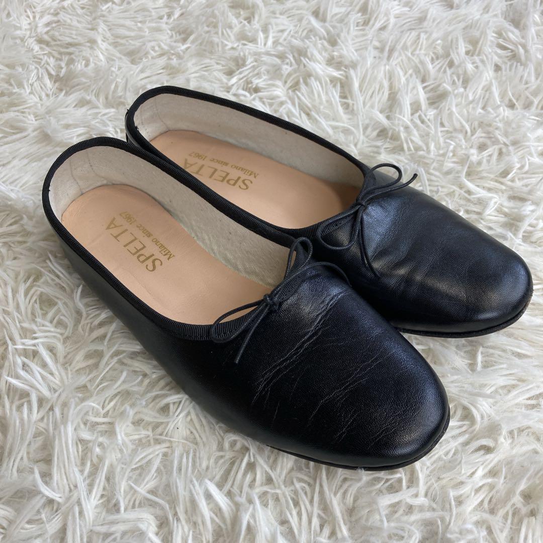 美品　SPELTA スペルタ フラットシューズ　オルガ　黒　38 羊革　レザー