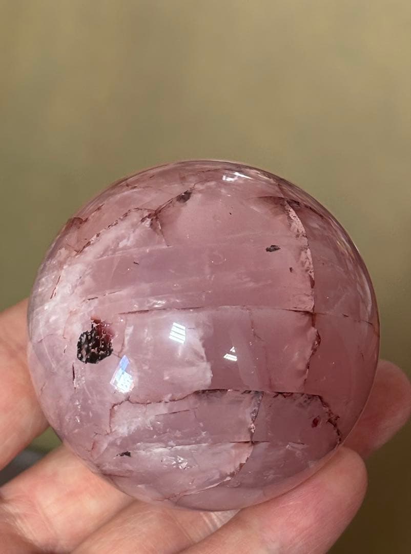 レア　スターローズクォーツ　ファイヤー共生　スフィア5.84cm 六芒星　天然石