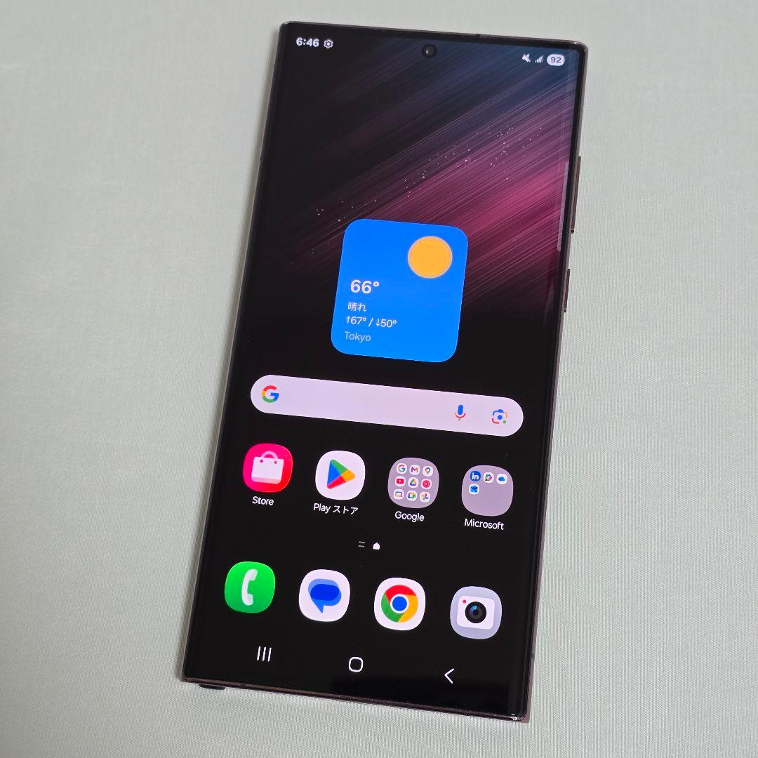 ほぼ美品 Galaxy S22 ultra SIMフリー 判定○ バーガンディ