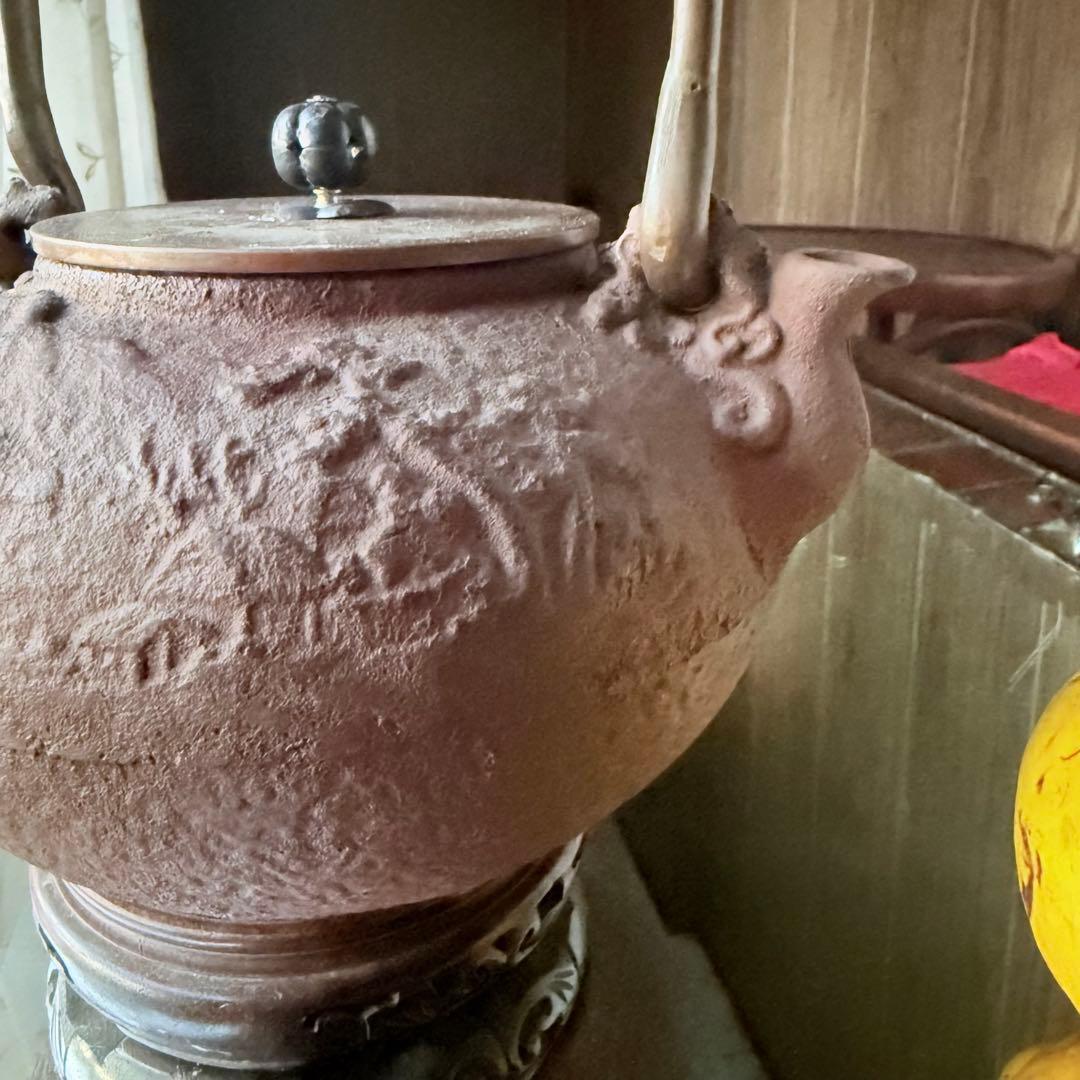 大雪特価‼️25日20時迄あったまろTETSUBIN 亀文堂姥口陽刻「松風」銘鉄瓶