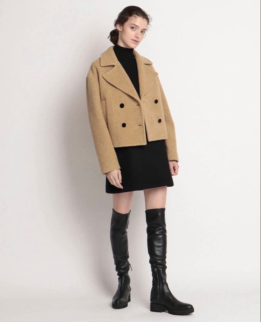 美品✨22AW セオリー 7万 TEDDY FLEECE ボアPコート キャメル