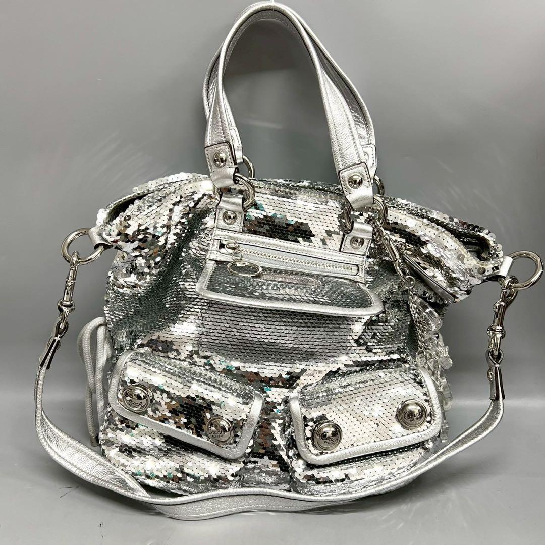 美品 COACH ショルダーバッグ ハンドバッグ スパンコール 13821