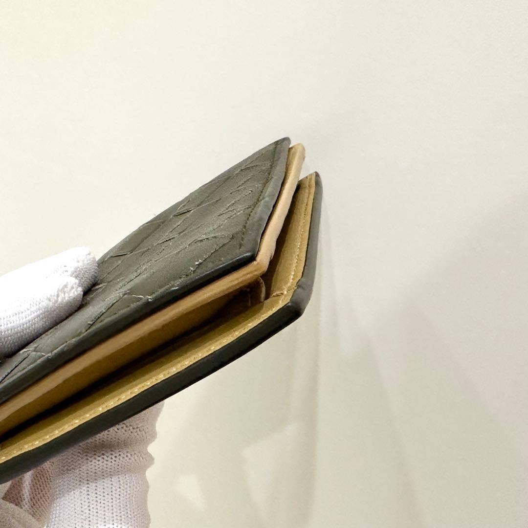 美品 現行 ボッテガヴェネタ ビジネスカードケース イントレチャート ブラウン