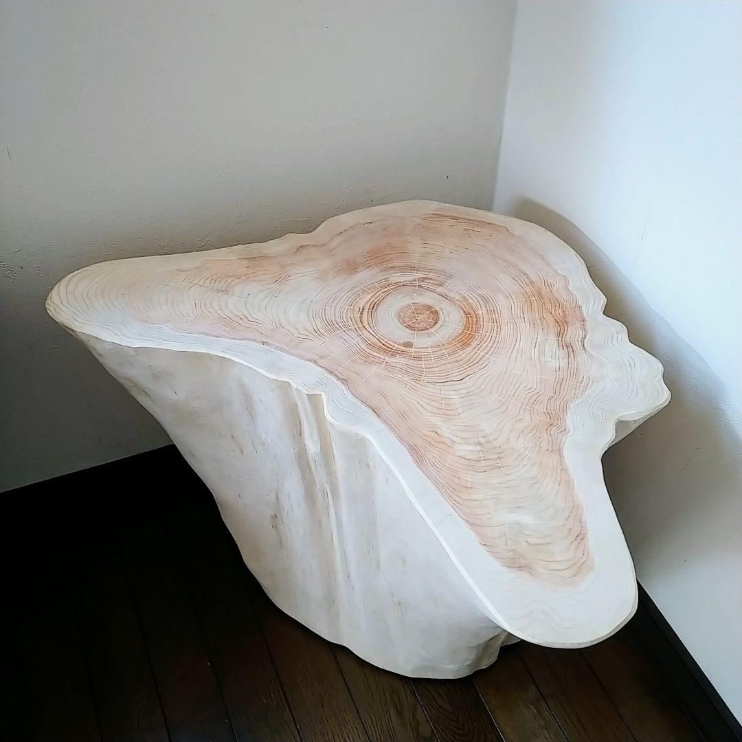丸太スツール　丸太サイドテーブル　ヒノキ根元