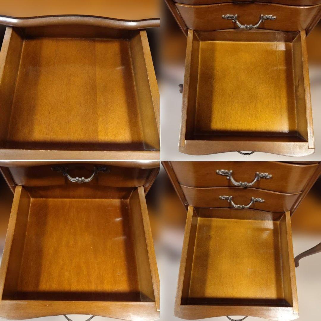 アンティーク調 猫脚コンソールデスク サイドチェスト かごめ編み ラタン