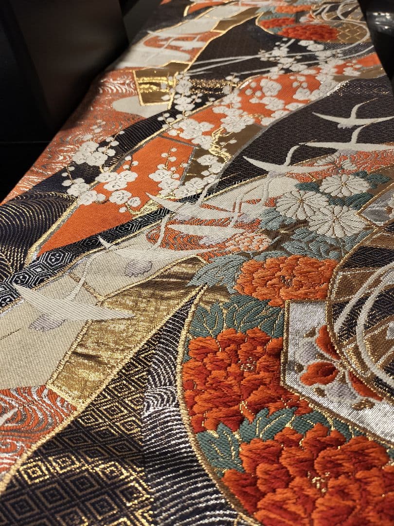 A683★逸品‼️純金箔 24K‼️ひな祭り‼️正絹テーブルランナー2m12cm