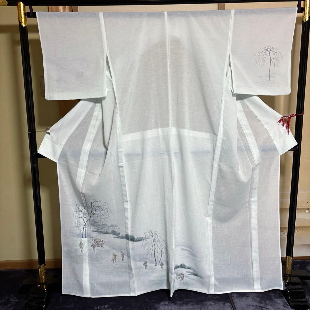 未使用近い　美品　化繊　紗紬風　訪問着　フルセット　5点　身丈163 裄丈69