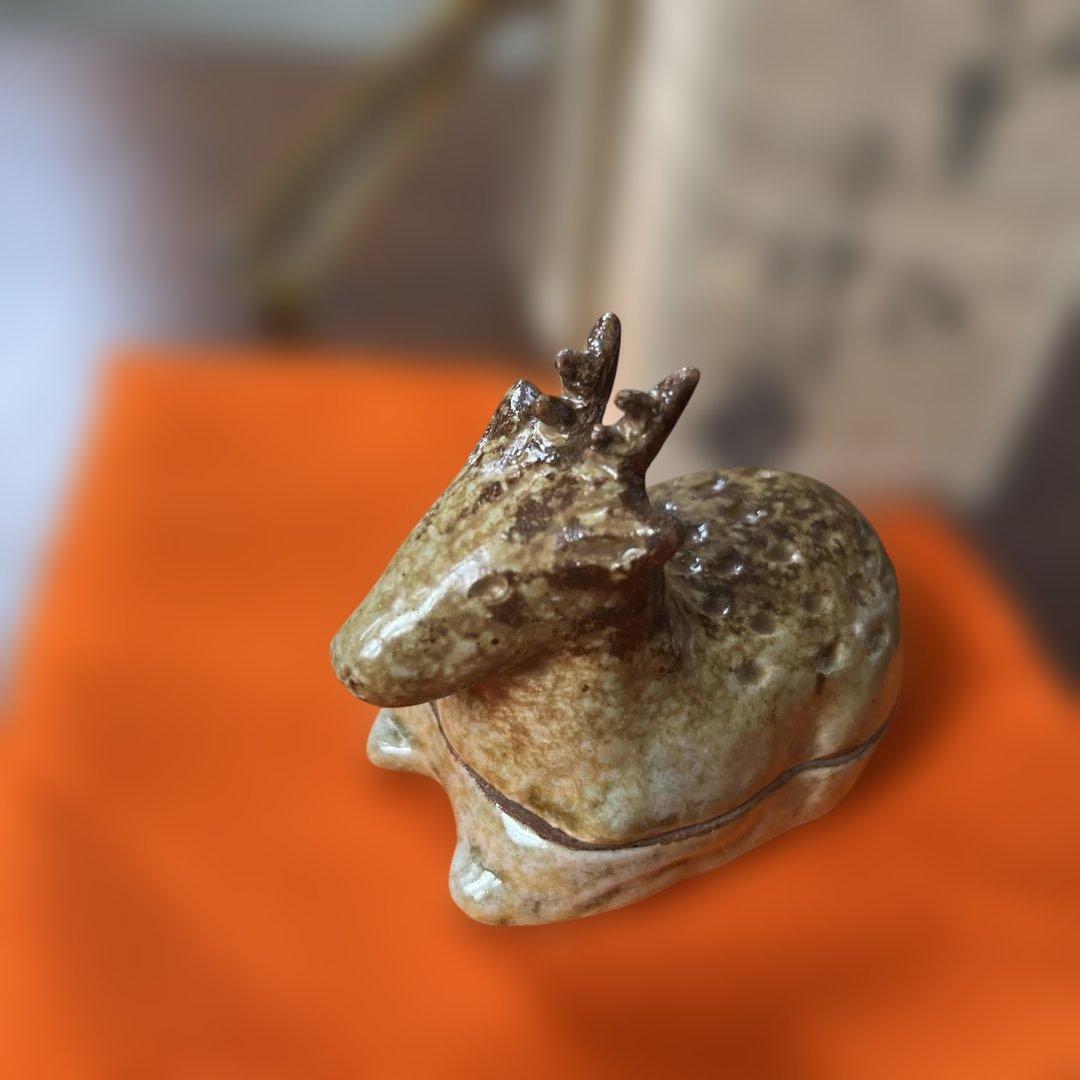 香合　鹿　常磐窯