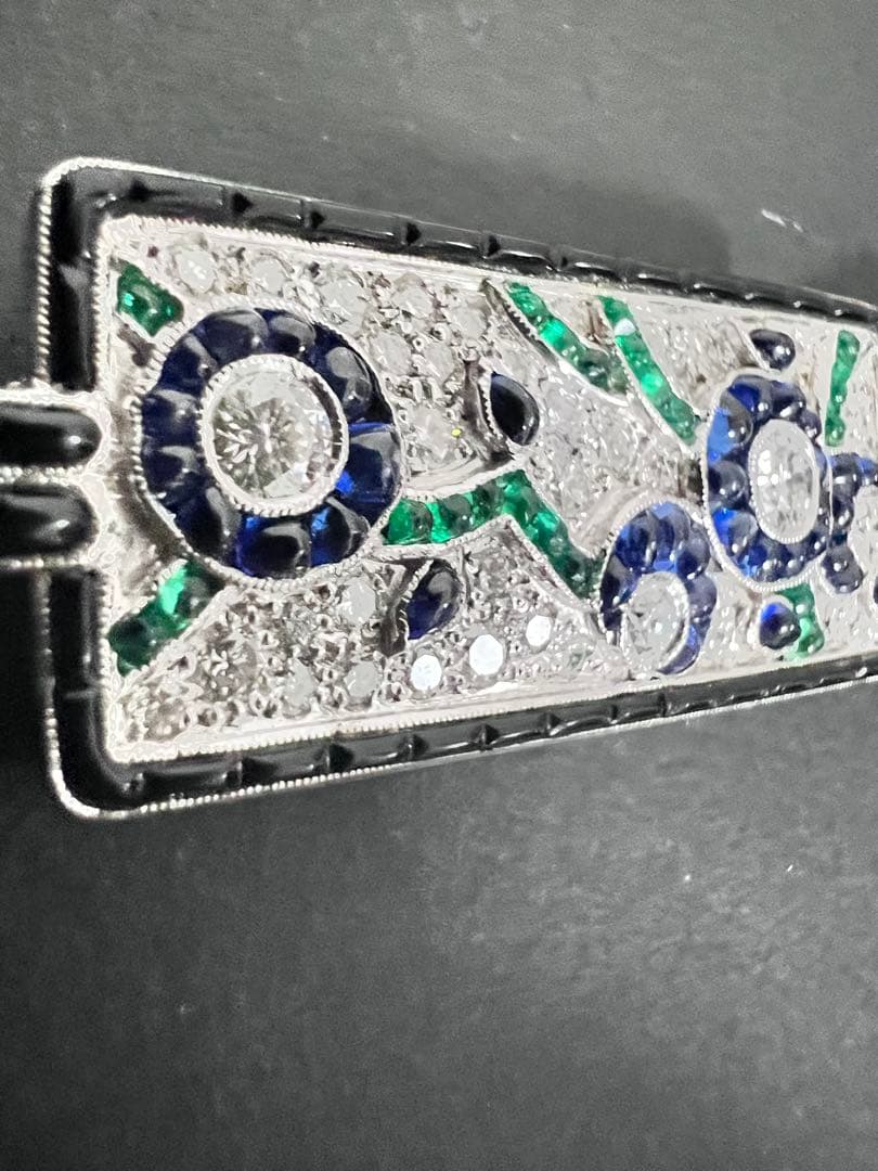 Vintage K18 WGダイヤモンド ブローチ Brooch 約19g